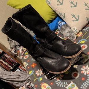 Black half calf boots